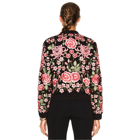 Needle & Thread Embroidered Rose Bomber Floral Crepe Jacket Size US 8 - Picture 3 of 16